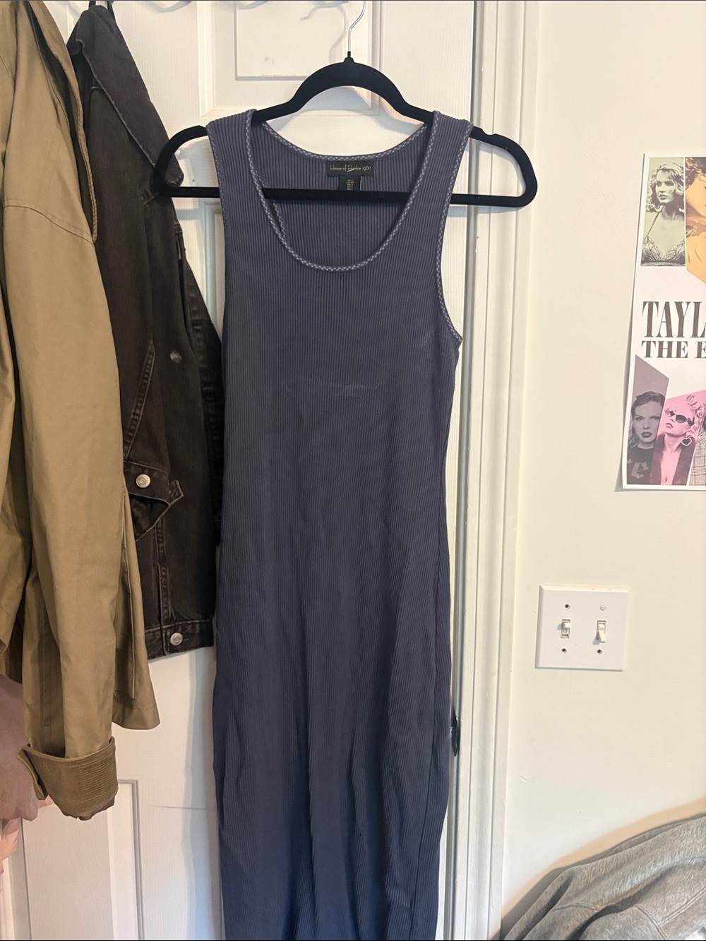 House of Harlow Sleeveless Ribbed Maxi Dress in Slate Blue